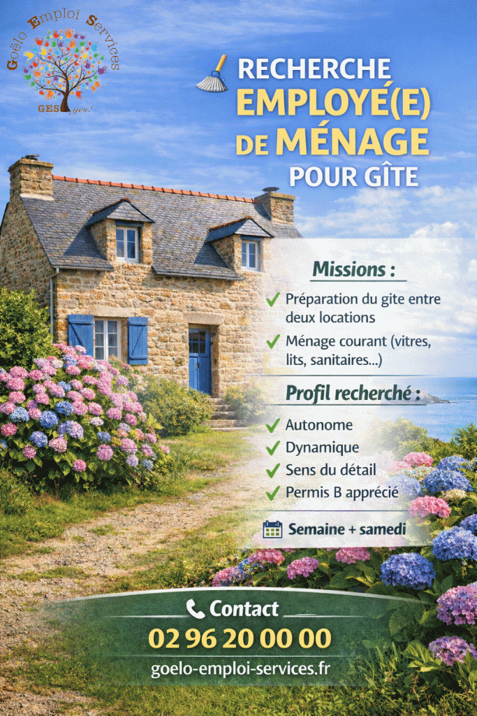 Recherche Employé(e) de ménage pour Gîte
